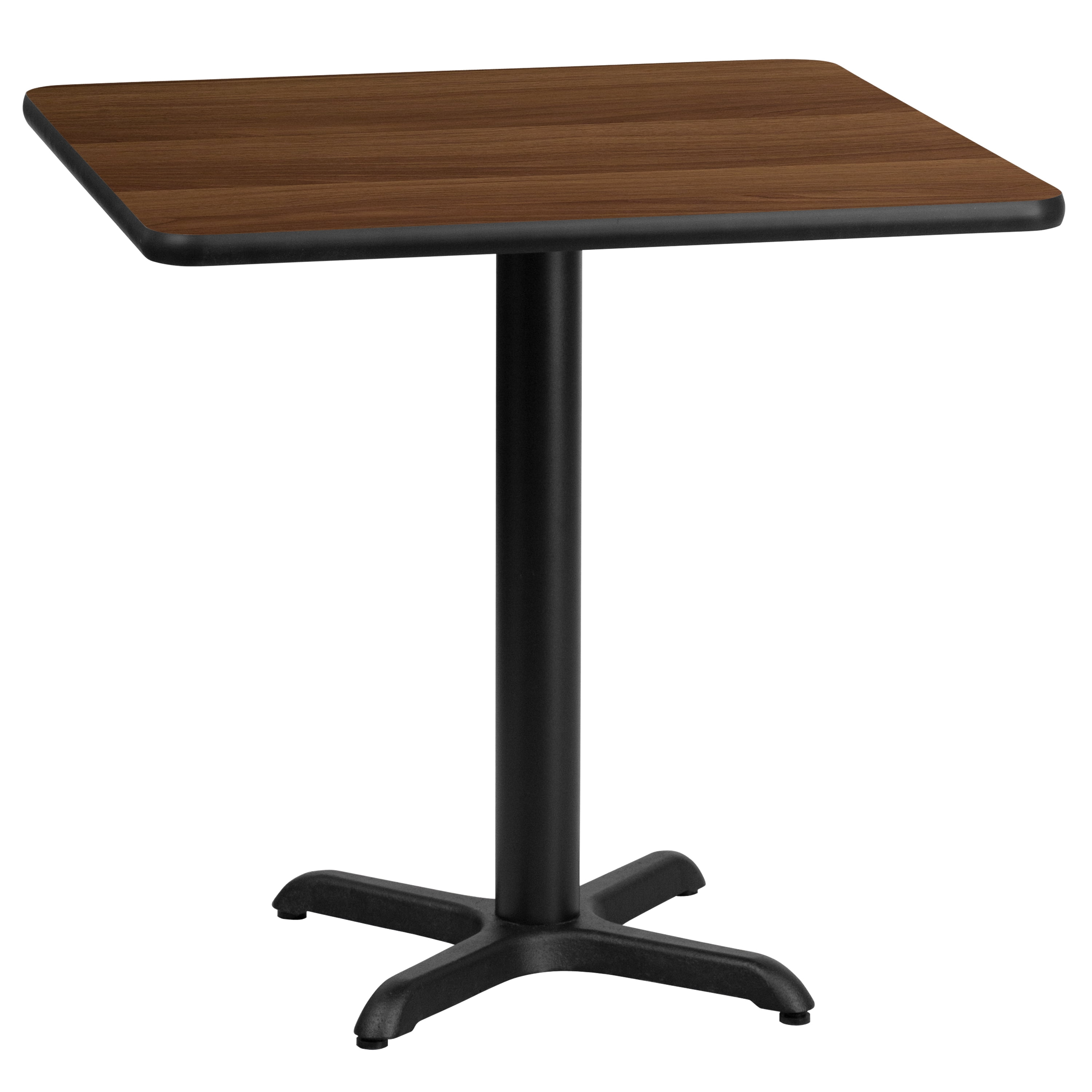 Walnut Laminate Square Dining Table with Black Base