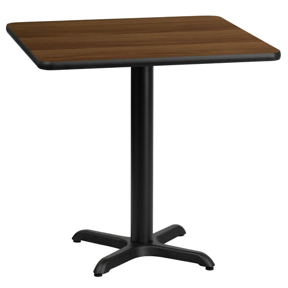 Flash Furniture 24'' Square Walnut Laminate Table Top with 22'' x 22'' Table Height Base