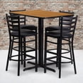 thumbnail image 1 of Flash Furniture 24''W x 42''L Rectangular Natural Laminate Table Set with 4 Ladder Back Metal Barstools - Black Vinyl Seat, 1 of 4