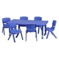 thumbnail image 1 of Flash Furniture 24''W x 48''L Adjustable Rectangular Plastic Activity Table Set with 6 School Stack Chairs, Multiple Colors, 1 of 3