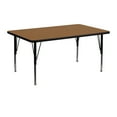 thumbnail image 1 of Flash Furniture 24''W x 48''L Rectangular Oak Thermal Laminate Activity Table - Height Adjustable Short Legs, 1 of 3