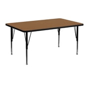 Flash Furniture 24''W x 48''L Rectangular Oak Thermal Laminate Activity Table - Height Adjustable Short Legs