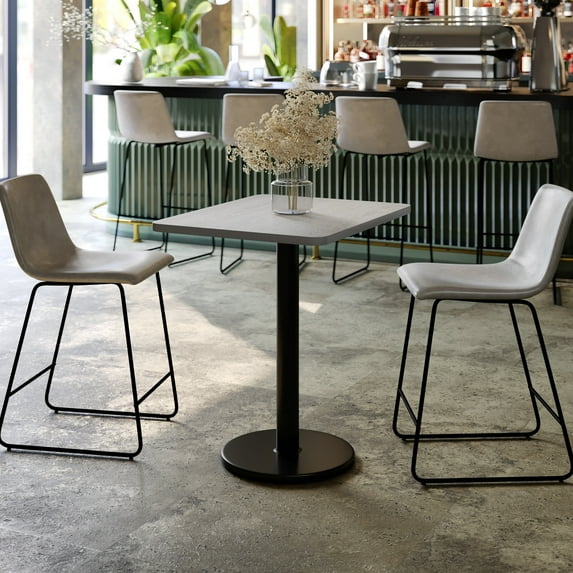 Flash Furniture 24'' x 30'' Gray Rectangular Laminate Table Top with Black 18" Round Table Height Base