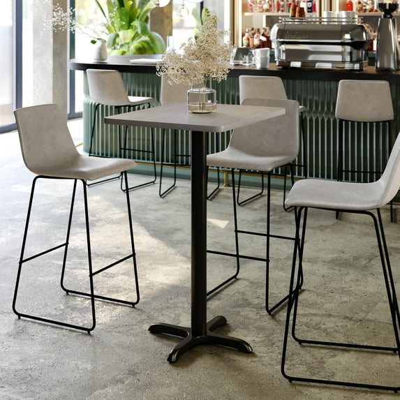 Flash Furniture 24'' x 30'' Gray Rectangular Laminate Table Top with Black 22 x 22 "X" Style Bar Height Base