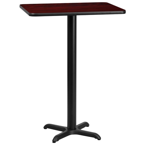 Flash Furniture 24'' x 30'' Rectangular Mahogany Laminate Table Top with 22'' x 22'' Bar Height Table Base