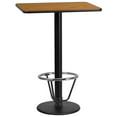 thumbnail image 1 of Flash Furniture 24'' x 30'' Rectangular Natural Laminate Table Top with 18'' Round Bar Height Table Base and Foot Ring, 1 of 2