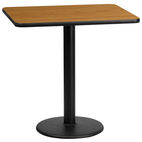 Flash Furniture 24'' x 30'' Rectangular Natural Laminate Table Top with 18'' Round Table Height Base
