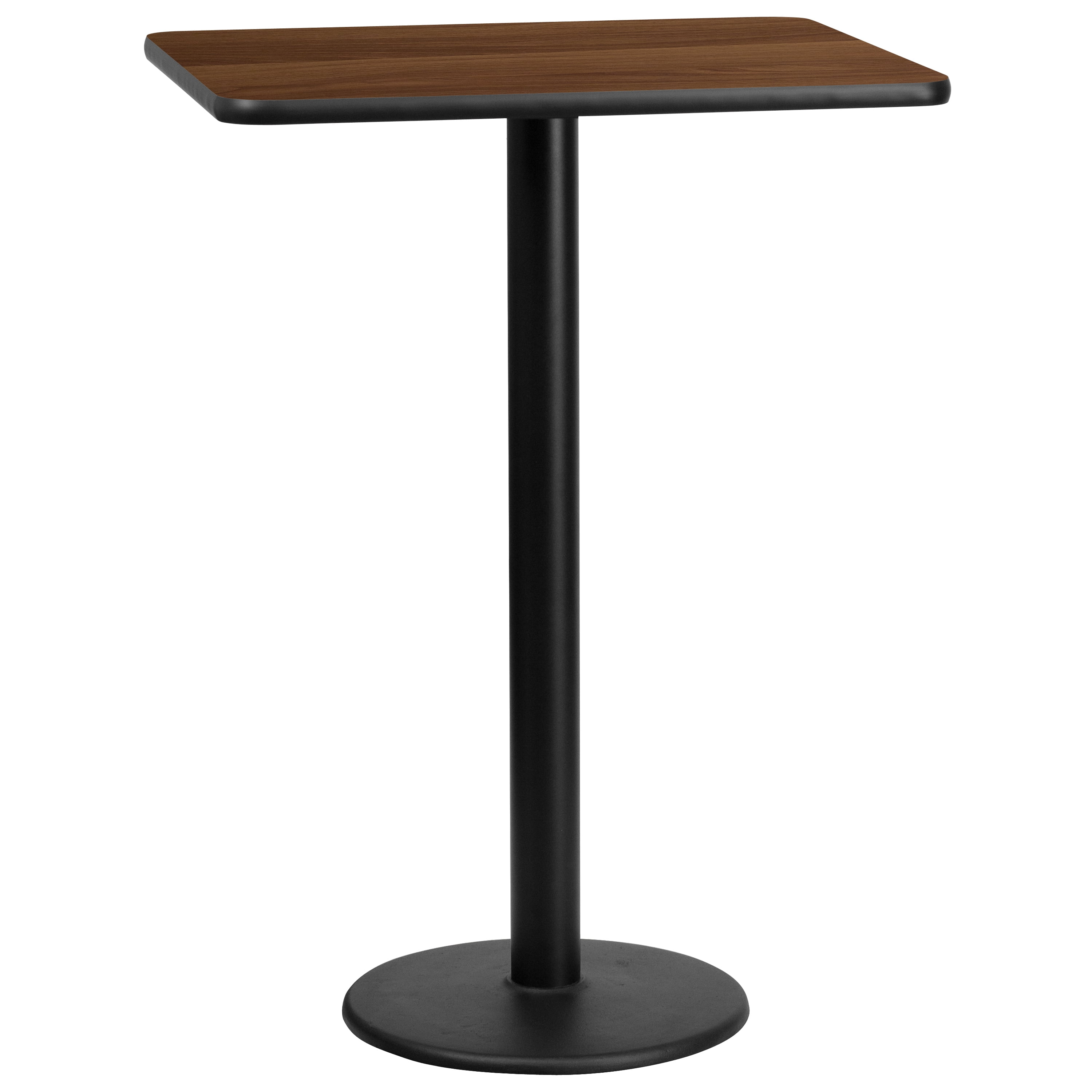 Contemporary Walnut Laminate 43'' Bar Height Table with Round Base