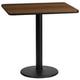 thumbnail image 1 of Flash Furniture 24'' x 30'' Rectangular Walnut Laminate Table Top with 18'' Round Table Height Base, 1 of 4