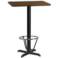 thumbnail image 1 of Flash Furniture 24'' x 30'' Rectangular Walnut Laminate Table Top with 22'' x 22'' Bar Height Table Base and Foot Ring, 1 of 2