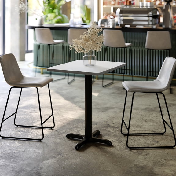 Flash Furniture 24'' x 30'' White Rectangular Laminate Table Top with Black 22 x 22 "X" Style Table Height Base