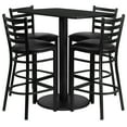 thumbnail image 1 of Flash Furniture 24'' x 42'' Rectangular Black Laminate Table Set with 4 Ladder Back Metal Barstools - Black Vinyl Seat, 1 of 3
