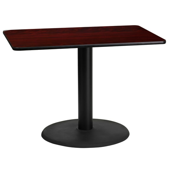 Flash Furniture 24'' x 42'' Rectangular Mahogany Laminate Table Top with 24'' Round Table Height Base