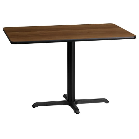 Flash Furniture 24'' x 42'' Rectangular Walnut Laminate Table Top with 23.5'' x 29.5'' Table Height Base