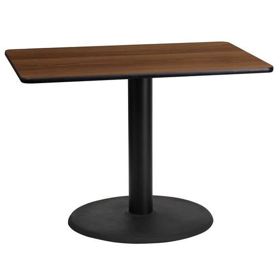 Flash Furniture 24'' x 42'' Rectangular Walnut Laminate Table Top with 24'' Round Table Height Base