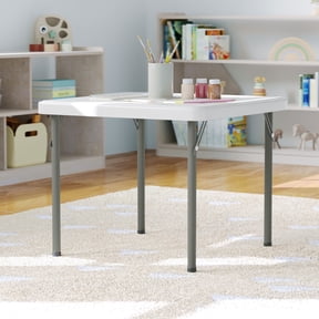 Flash Furniture 24x24 Kid's Granite White Plastic Folding Table with Locking Legs