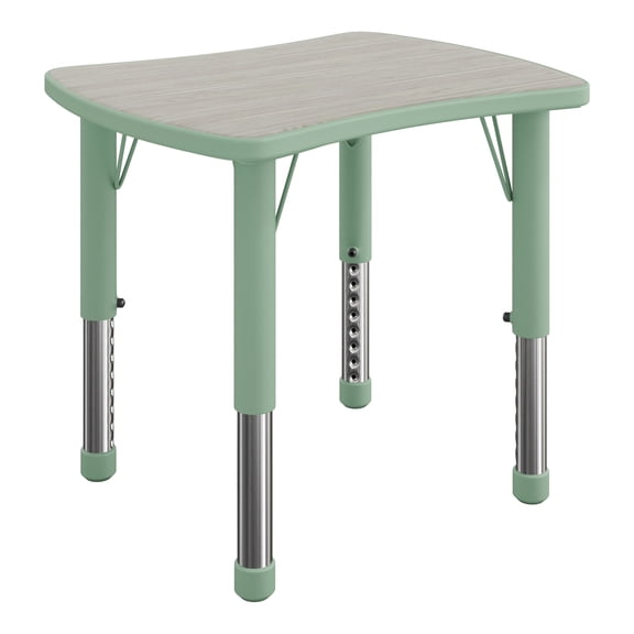 Flash Furniture 26.5" x 21.75" Kids Height Adjustable Activity Table with Light Gray Woodgrain Laminate Top for Classrooms, Daycares & Homeschool Spaces in Sage