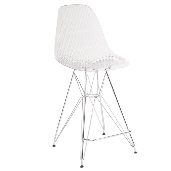 Flash Furniture 26" High Clear Acrylic Counter Height Stool with Chrome Legs