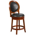 thumbnail image 1 of Flash Furniture 26'' High Light Cherry Counter Height Wood Stool with Oval Back and Walnut LeatherSoft Swivel Seat, 1 of 5