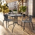 thumbnail image 1 of Flash Furniture 28'' Square Glass Metal Table with Gray Rattan Edging and 2 Gray Rattan Stack Chairs, 1 of 13