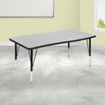 thumbnail image 1 of Flash Furniture 28"W x 47.5"L Rectangular Wave Collaborative Grey Thermal Laminate Activity Table - Height Adjustable Short Legs, 1 of 11