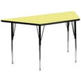 thumbnail image 1 of Flash Furniture 29''W x 57''L Trapezoid Yellow Thermal Laminate Activity Table - Standard Height Adjustable Legs, 1 of 5