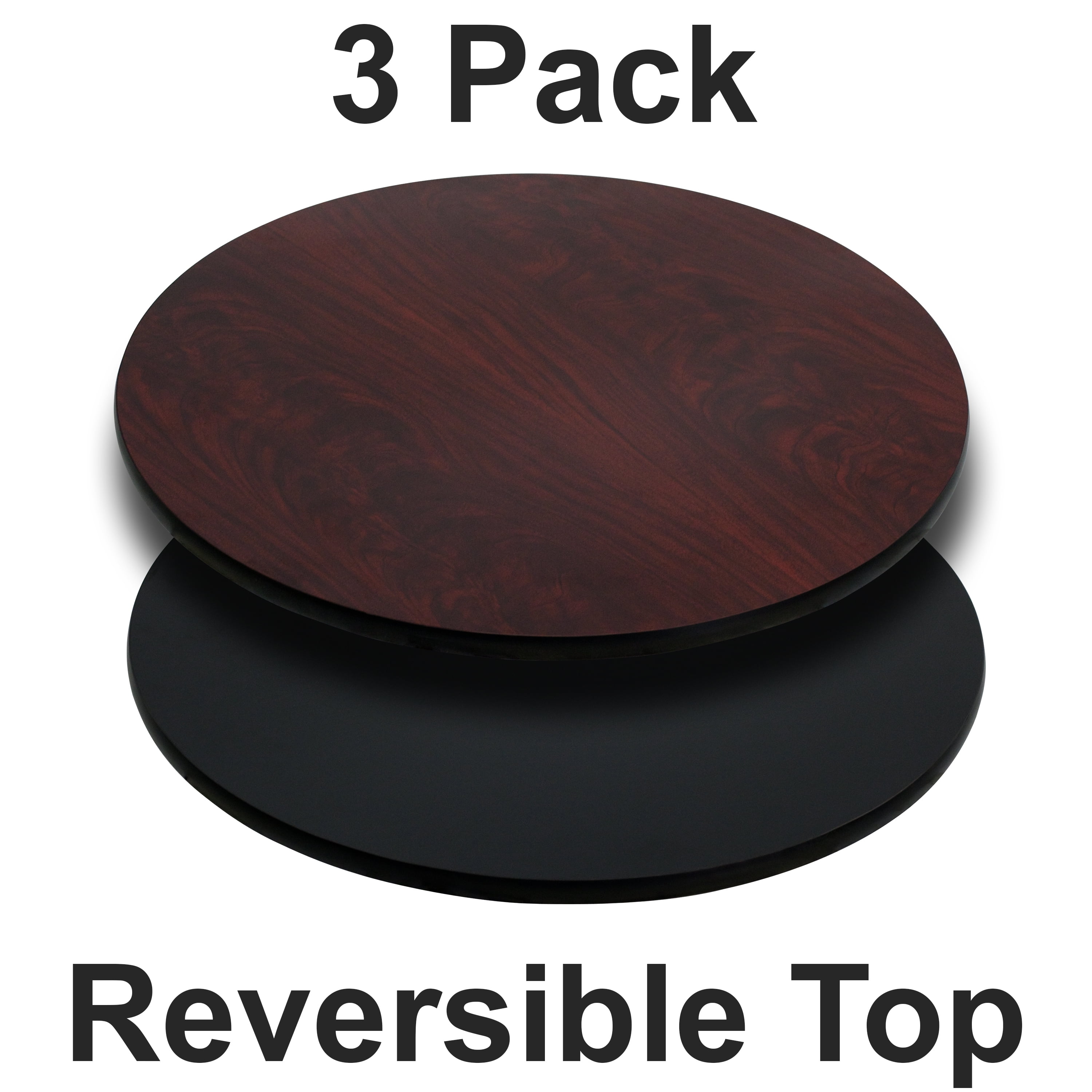Mahogany and Black 24'' Round Laminate Table Top Set