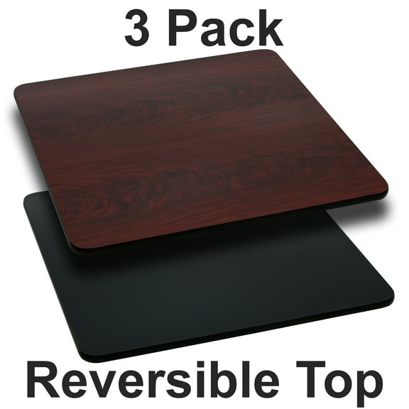 Flash Furniture 3 Pk. 30'' Square Table Top with Black or Mahogany Reversible Laminate Top