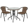 thumbnail image 1 of Flash Furniture 3-Piece Indoor/Outdoor Glass Metal Bistro Table and 2 Chairs Set, Brown, 1 of 11