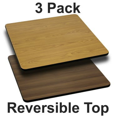 Flash Furniture 3 Pk. 30'' Square Table Top with Natural or Walnut Reversible Laminate Top