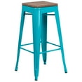 thumbnail image 1 of Flash Furniture 30" High Backless Crystal Teal-Blue Barstool with Square Wood Seat, 1 of 3