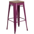 thumbnail image 1 of Flash Furniture 30" High Backless Purple Barstool with Square Wood Seat, 1 of 2