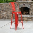 thumbnail image 1 of Flash Furniture 30" High Red Metal Barstool with Back and Wood Seat, 1 of 6