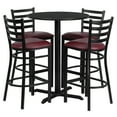 thumbnail image 1 of Flash Furniture Bar Height Table and Stool Set Round Black Laminate Table with X‑Base, 30 inch x 30 inch x 42 inch, Burgundy, 1 of 4