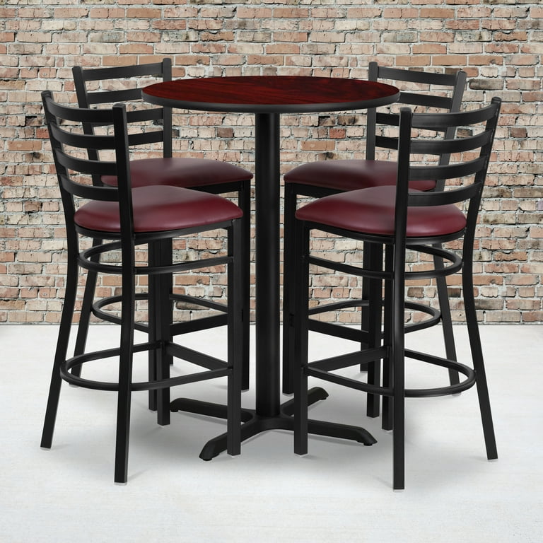 Flash Furniture 30 Round Mahogany Laminate Table Set with X Base
