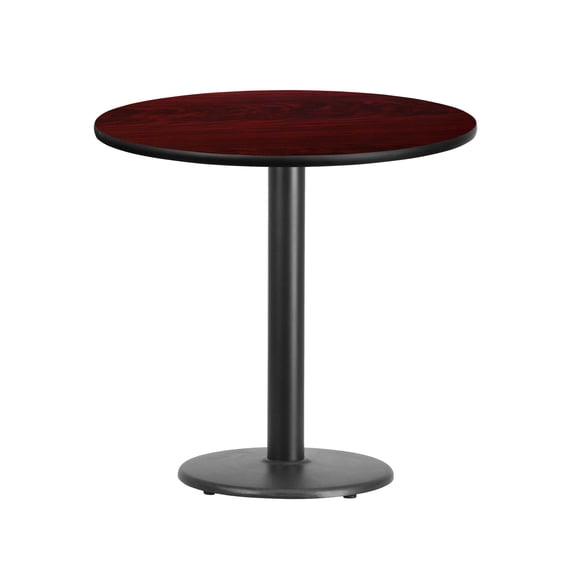 Flash Furniture 30'' Round Mahogany Laminate Table Top with 18'' Round Table Height Base