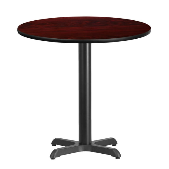 Flash Furniture 30'' Round Mahogany Laminate Table Top with 22'' x 22'' Table Height Base