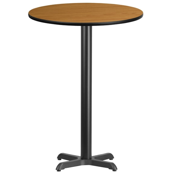 Flash Furniture 30'' Round Natural Laminate Table Top with 22'' x 22'' Bar Height Table Base