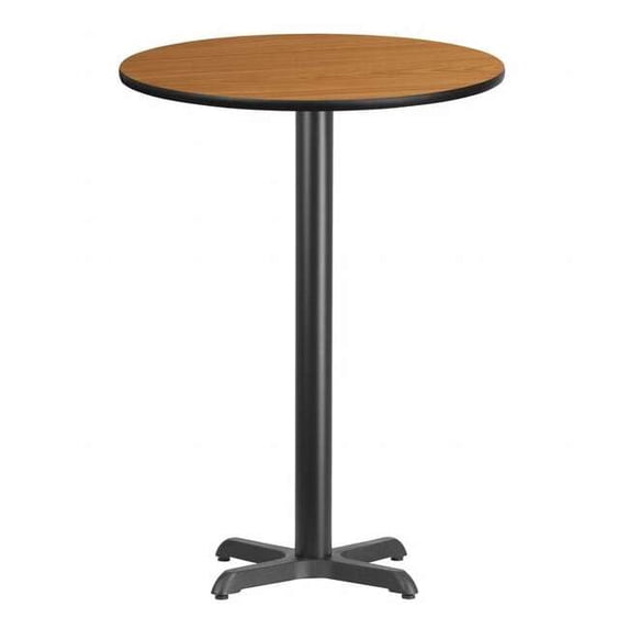 Flash Furniture 30'' Round Natural Laminate Table Top with 22'' x 22'' Bar Height Table Base