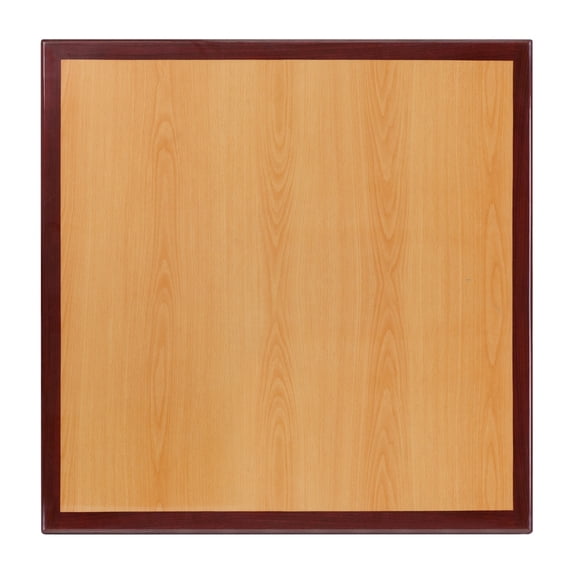 Flash Furniture 30'' Square 2-Tone High-Gloss Cherry / Mahogany Resin Table Top with 2'' Thick Drop-Lip