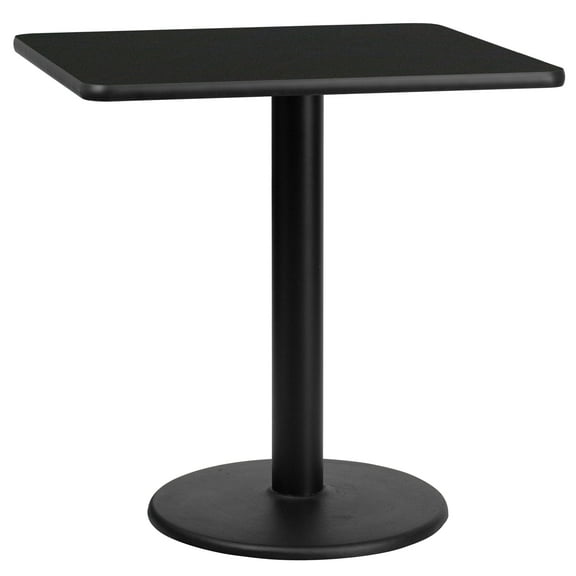 Flash Furniture 30'' Square Black Laminate Table Top with 18'' Round Table Height Base
