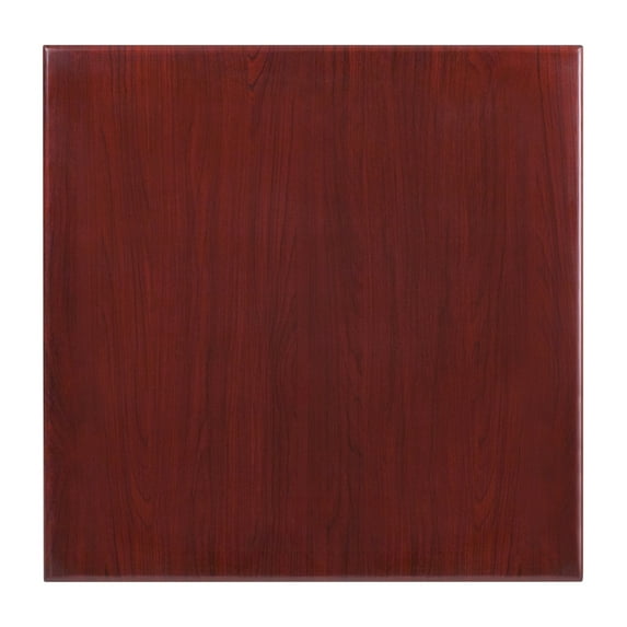 Flash Furniture 30'' Square High-Gloss Mahogany Resin Table Top with 2'' Thick Drop-Lip