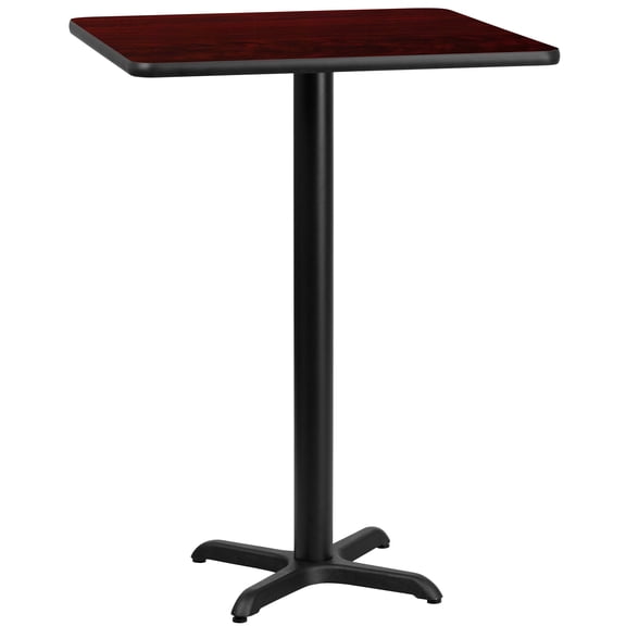 Flash Furniture 30'' Square Mahogany Laminate Table Top with 22'' x 22'' Bar Height Table Base
