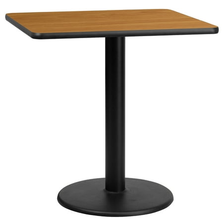 Flash Furniture 30'' Square Natural Laminate Table Top with 18'' Round Table Height Base