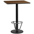 thumbnail image 1 of Flash Furniture 30'' Square Walnut Laminate Table Top with 18'' Round Bar Height Table Base and Foot Ring, 1 of 2