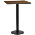 thumbnail image 1 of Flash Furniture 30'' Square Walnut Laminate Table Top with 18'' Round Bar Height Table Base, 1 of 3