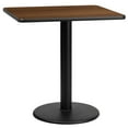 thumbnail image 1 of Flash Furniture 30'' Square Walnut Laminate Table Top with 18'' Round Table Height Base, 1 of 3