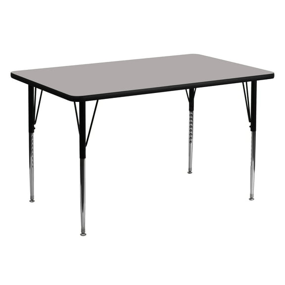 Flash Furniture 30''W x 60''L Rectangular Grey HP Laminate Activity Table - Standard Height Adjustable Legs