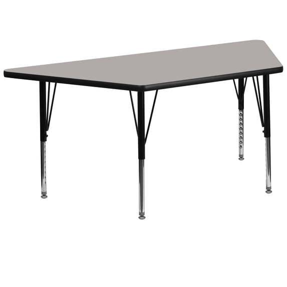 Flash Furniture, Seats 5, 30"x60" Trapezoid Activity Table with Grey Laminate Top and Adjustable Preschool Legs, 29 x 57 x 25.25 in, Gray
