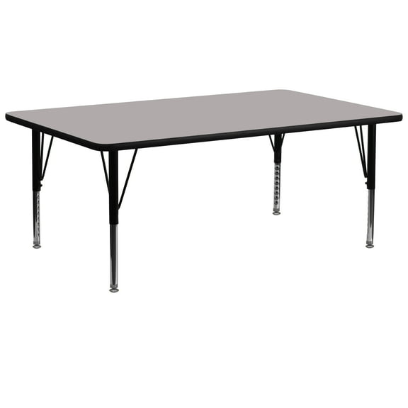Flash Furniture 30''W x 72''L Rectangular Grey HP Laminate Activity Table - Height Adjustable Short Legs